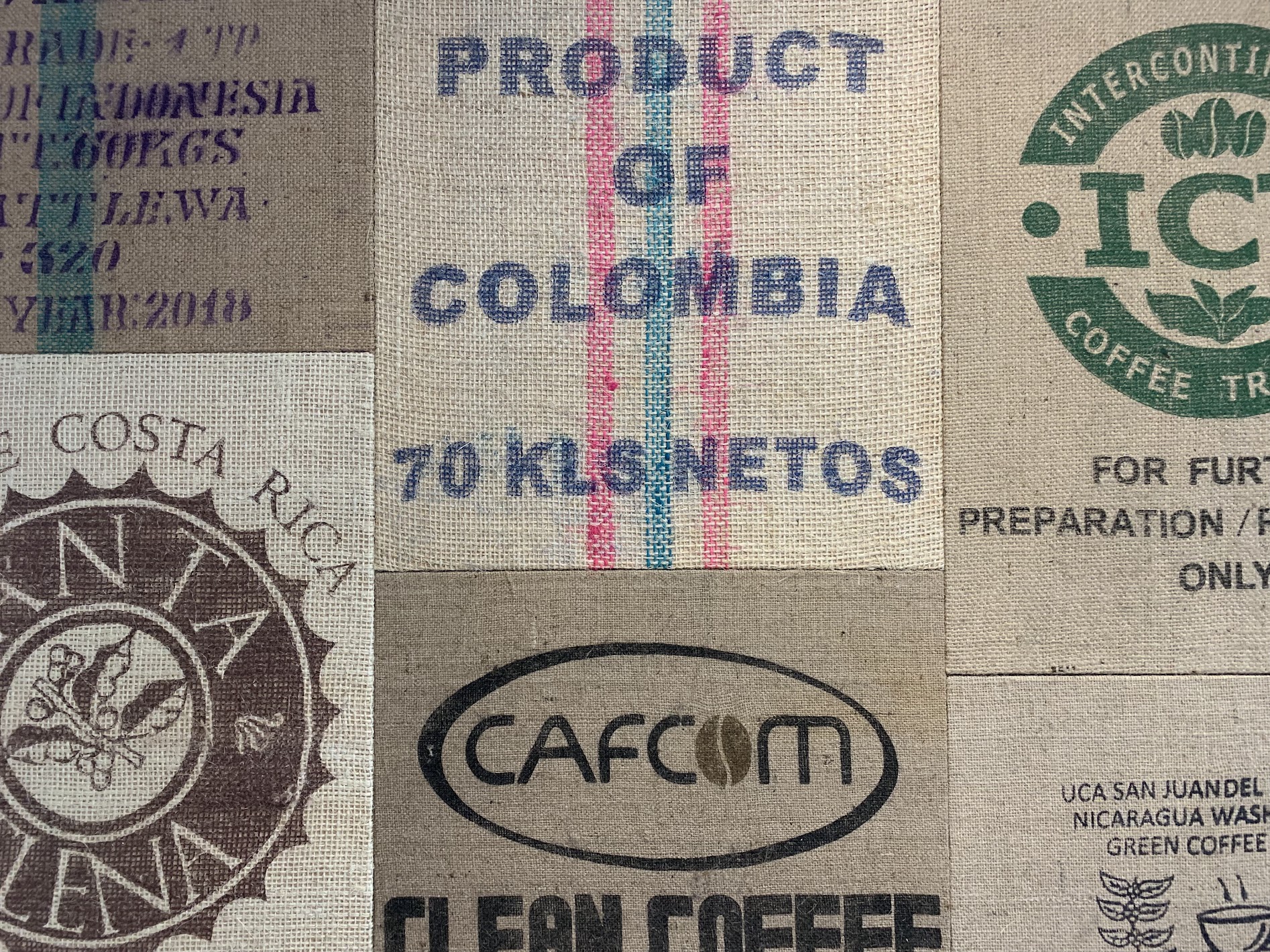 Coffee Bag Burlap Sacks Collage