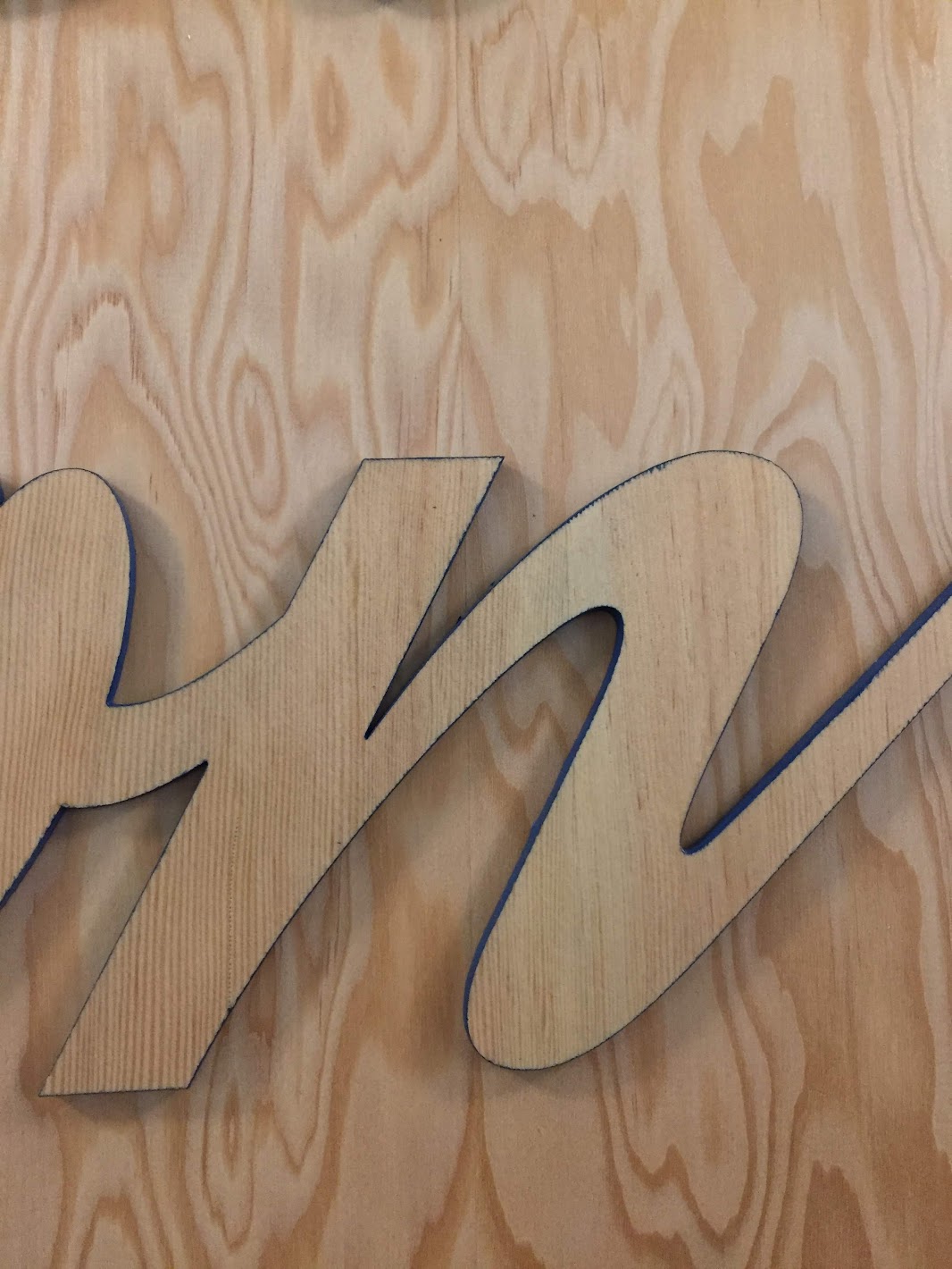 Wood Carved Cursive Letters