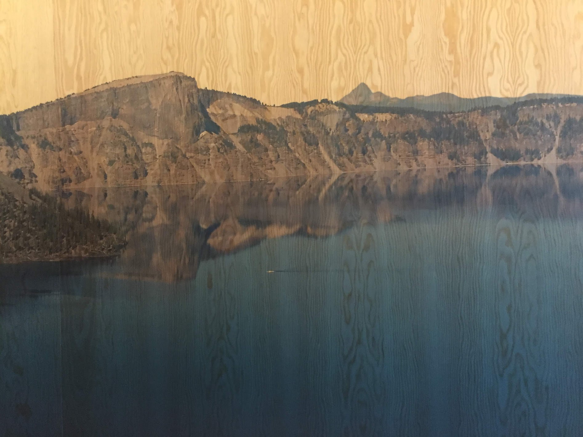 Mountain Lake Landscape on Wood